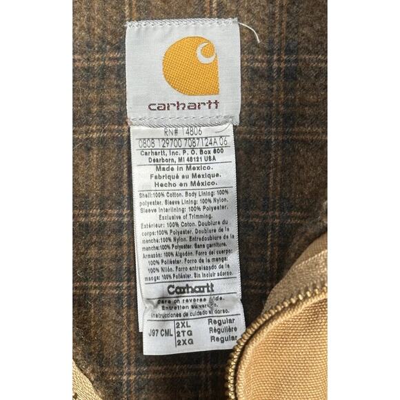 Vtg Carhartt Detroit Jacket J97 Sandstone Duck Blanket Lined Sz 2XL Reg Workwear - Picture 8 of 16
